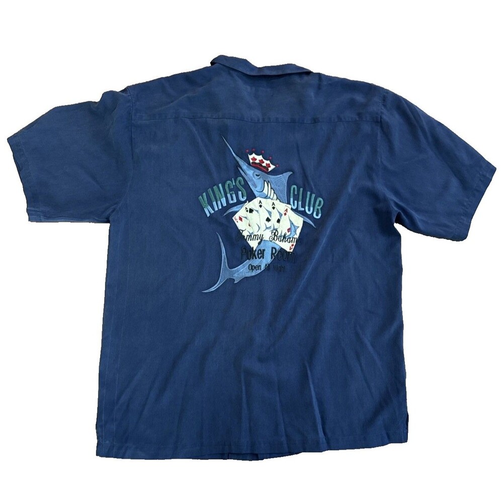 Tommy Bahama Silk Shirt Mens XXL Embroidered King’s Club Poker Room Swordfish